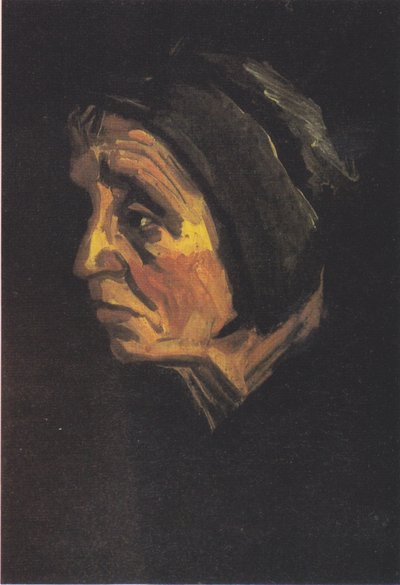 Head of an Old Peasant Woman with Dark Bonnet by Vincent van Gogh